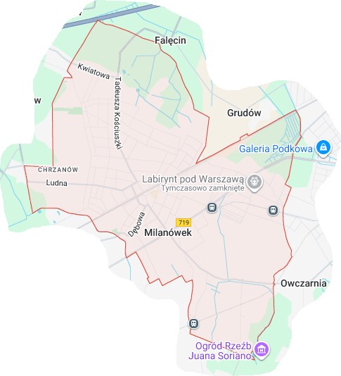 Strony internetowe Milanówek - mapa zasięgu
